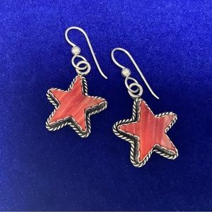 Joan Slifka Cowgirl STAR Earrings, Spiny Oyster/Sterling, Vintage/RARE
